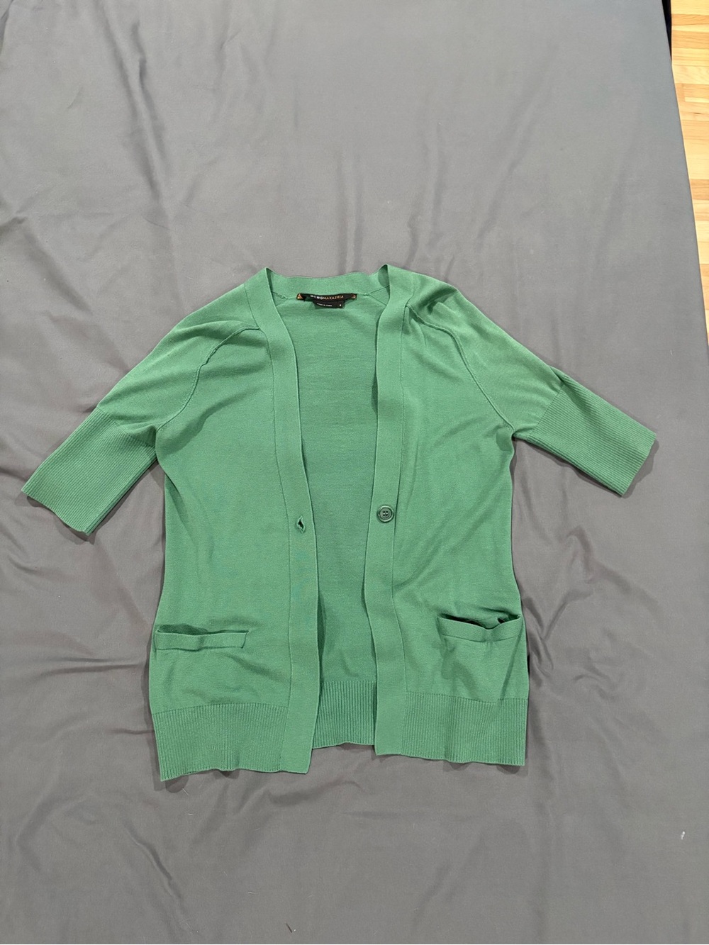 BCBGMaxAzria Green Short-Sleeve Open Cardigan